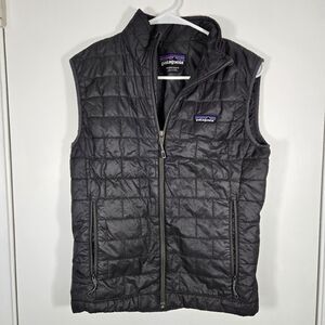 Patagonia Nano Puff Vest Women's  Charcoal Primaloft Puffer Full Zip XS Logo
